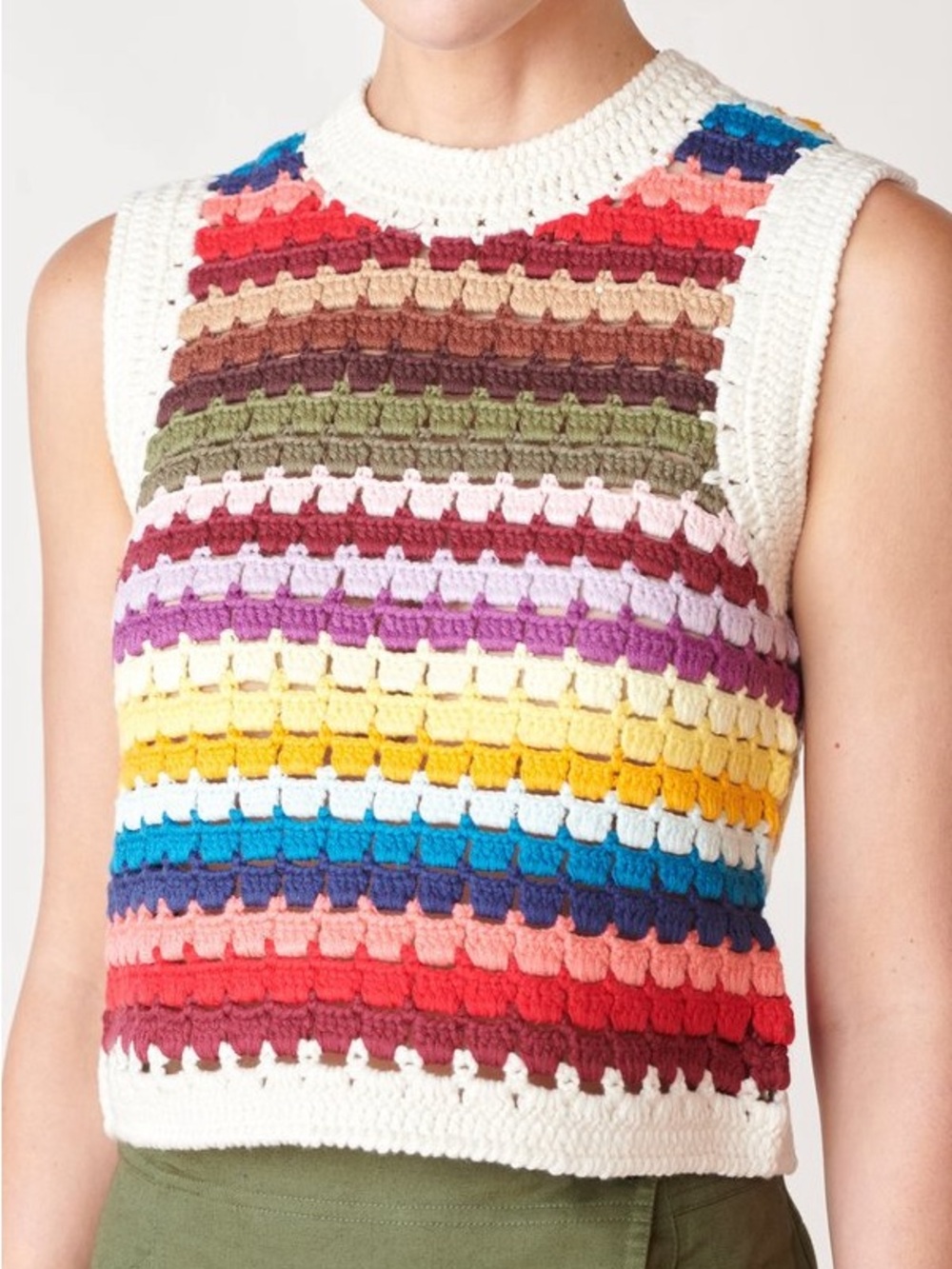 Sea New York Ziggy Vest Rainbow Crochet Knit Stripe Sleeveless Top Small